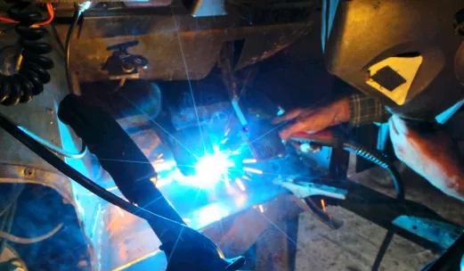 Close-up of a welding repair